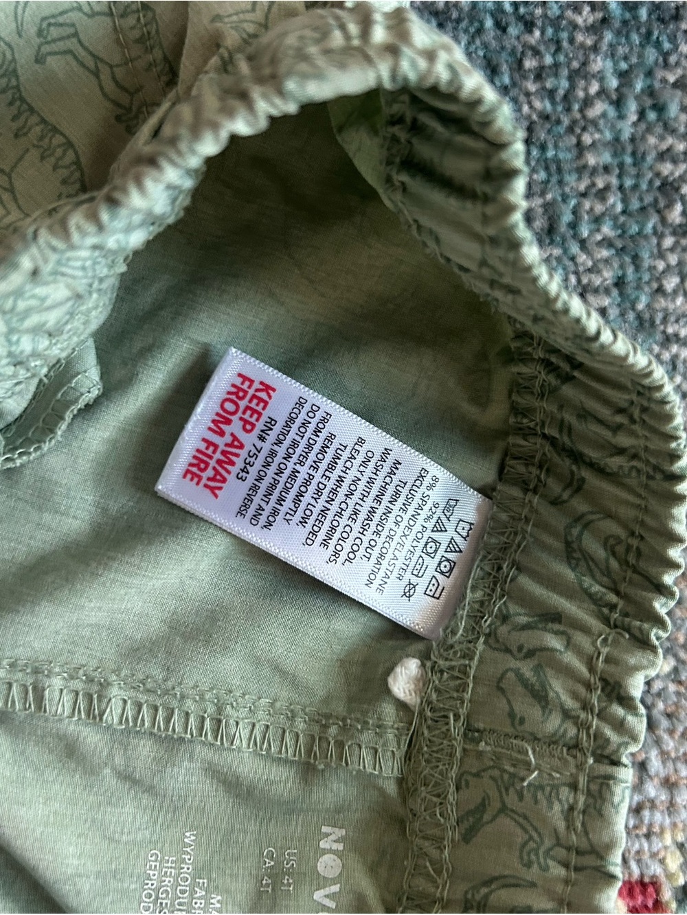 Kids Sage Green Dino-Print Pull-On Shorts - Picture 3 of 4